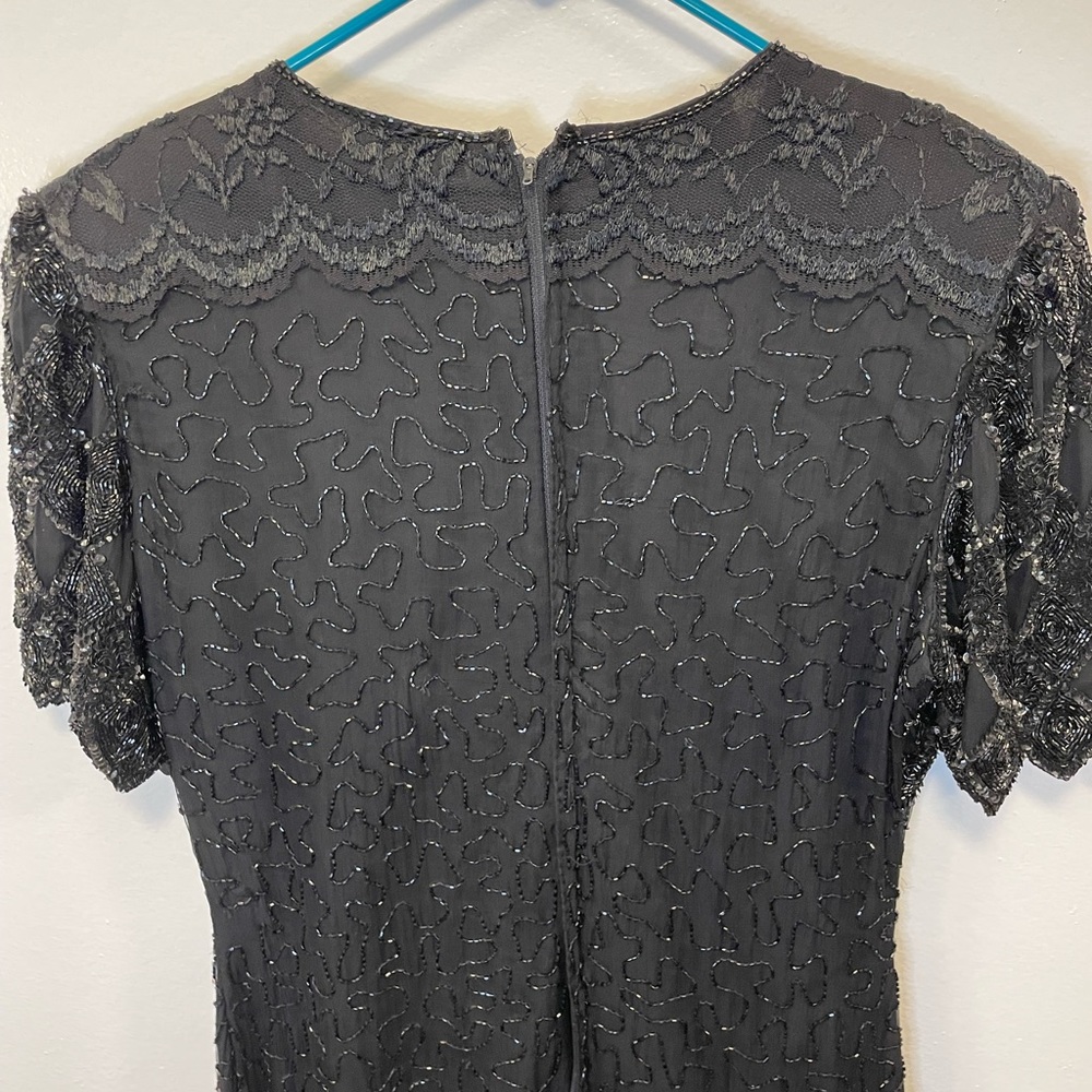 Laurence Kazar vintage 80s beaded black dress in women’s size medium - Picture 5 of 7